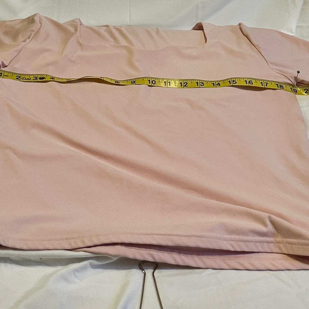 Candy Pastel Baby Bubblegum Pink Short Sleeve Stretchy Bodycon Shirt Top - Picture 3 of 5